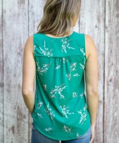 Tua Fashion, INC. Tops Jade Multicolor Floral Button Up Tank