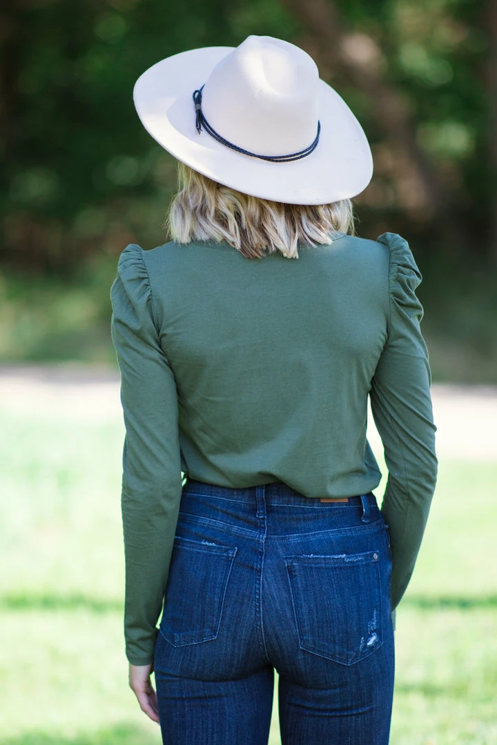 7th Ray Olive Puff Sleeve Top 4 7th Ray Olive Puff Sleeve Top