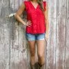 Tua Fashion, INC. Tops Red Abstract Dot Print Button Up Tank