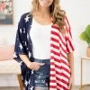 Heimish Blue And Red Stripes And Stars Kimono