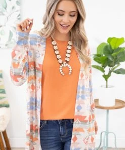 Andree By Unit Ivory Multicolor Aztec Print Cardigan