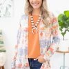 Andree By Unit Ivory Multicolor Aztec Print Cardigan