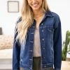 YMI Dark Wash Boyfriend Fit Denim Jacket LONG SLEEVES