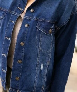 YMI Dark Wash Boyfriend Fit Denim Jacket LONG SLEEVES