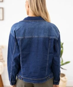 YMI Dark Wash Boyfriend Fit Denim Jacket LONG SLEEVES