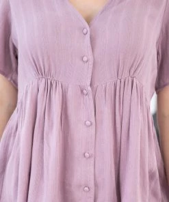 Wish List Mauve Textured Button Up Babydoll Top