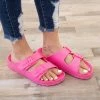 Ultimate Sports Hot Pink Double Strap Slide On Sandals Shoes