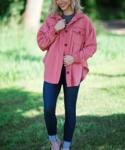 Zenana Salmon Fleece Boyfriend Fit Shacket