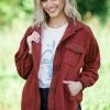 Zenana Outerwear Rust Fleece Boyfriend Fit Shacket 2 Zenana Outerwear Rust Fleece Boyfriend Fit Shacket