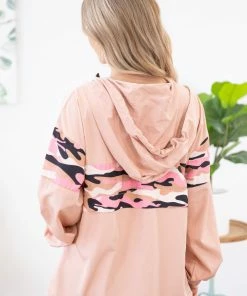 Main Strip Apparel Outerwear Peach 1/4 Zip Pullover With Camouflage