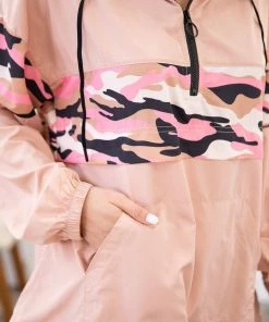 Main Strip Apparel Outerwear Peach 1/4 Zip Pullover With Camouflage