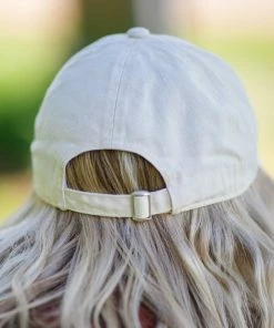 David And Young Beige Embroidered Hearts Baseball Hat