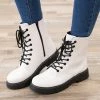 H2K Trading White And Black Lace Up Boots