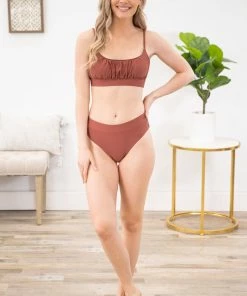 Mermaid Swimwear Mauve Ruched Top Two Piece Swimsuit