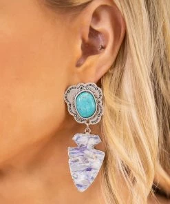 Isac Trading Turquoise Multicolor Arrowhead Earrings