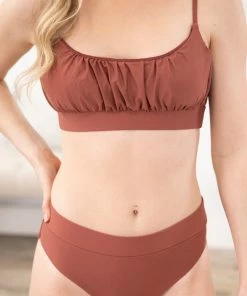 Mermaid Swimwear Mauve Ruched Top Two Piece Swimsuit