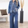 Wish List Navy Smocked Waist Pull On Pant