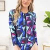 Mermaid Swimwear Cobalt And Aqua Rashguard One Piece Swimsuit
