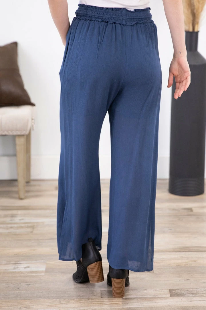 Wish List Navy Smocked Waist Pull On Pant 6 Wish List Navy Smocked Waist Pull On Pant