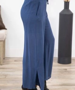 Wish List Navy Smocked Waist Pull On Pant