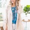 Be Cool Beige Drawstring Waist Roll Sleeve Jacket