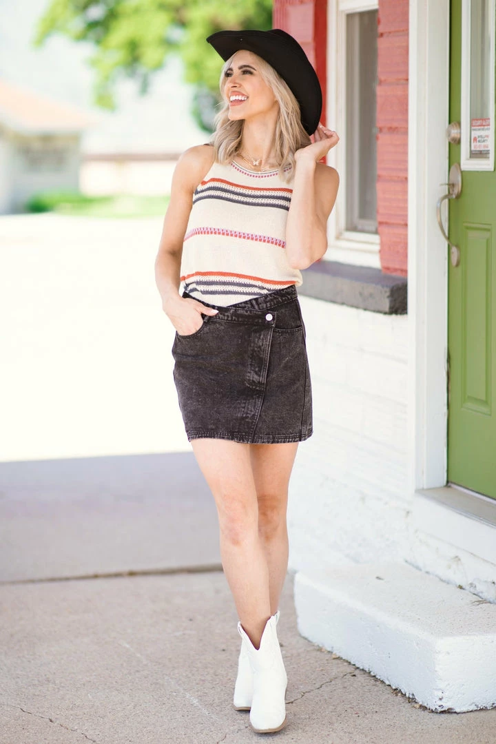 Gilli Bottoms Black Washed Asymmetrical Zip Denim Skirt 5 Gilli Bottoms Black Washed Asymmetrical Zip Denim Skirt