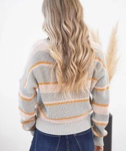 Gilli Pastel Blue And Oatmeal Stripe Sweater LONG SLEEVES