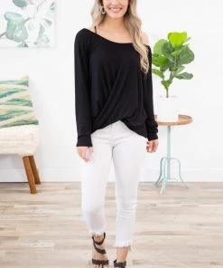 143 Story Black Twist Front Top With Cutouts