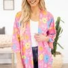 Lime N Chili CARDIGANS Pink Multicolored Floral Print Kimono 1 Lime N Chili CARDIGANS Pink Multicolored Floral Print Kimono