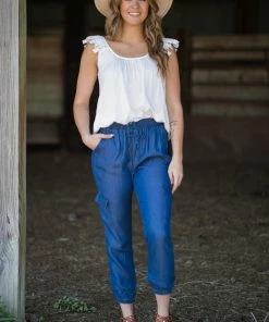 Staccato Dark Wash Joggers With Cargo Pockets Bottoms