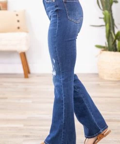 Cello High Rise Bootcut Jeans With Back Slit Bottoms