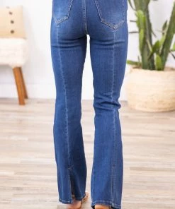 Cello High Rise Bootcut Jeans With Back Slit Bottoms