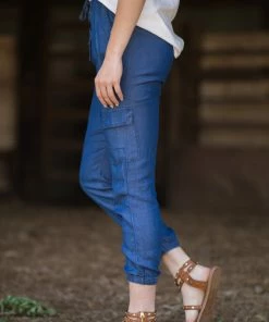 Staccato Dark Wash Joggers With Cargo Pockets Bottoms