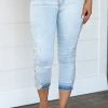 Blue Planet Bottoms Light Wash Cropped Jeans With Lace Applique 1 Blue Planet Bottoms Light Wash Cropped Jeans With Lace Applique