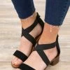 Top Guy Int'L Trading Black Criss-Cross Strap Back Zip Sandals Shoes