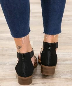 Top Guy Int'L Trading Black Criss-Cross Strap Back Zip Sandals Shoes