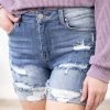 Risen Light Wash Distressed Cuffed Shorts 1 Risen Light Wash Distressed Cuffed Shorts