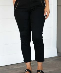 Grey Market Bottoms Black Zippered Pocket Pants