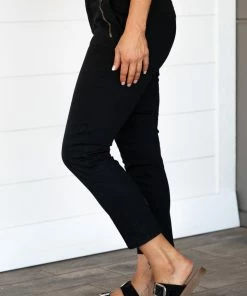 Grey Market Bottoms Black Zippered Pocket Pants