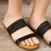 JP Original Corp Shoes Black Double Strap Macrame Detail Sandals