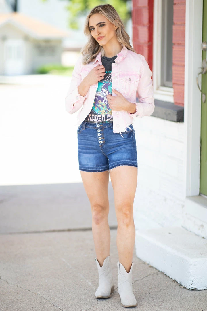 Grey Market Outerwear Pink Acid Wash Fray Hem Denim Jacket 5 Grey Market Outerwear Pink Acid Wash Fray Hem Denim Jacket