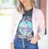 Grey Market Outerwear Pink Acid Wash Fray Hem Denim Jacket