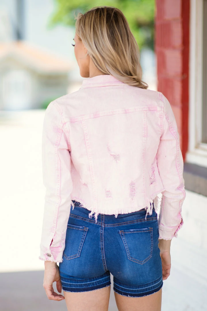 Grey Market Outerwear Pink Acid Wash Fray Hem Denim Jacket 7 Grey Market Outerwear Pink Acid Wash Fray Hem Denim Jacket