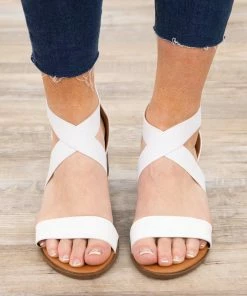 Top Guy Int'L Trading White Criss-Cross Strap Back Zip Sandals