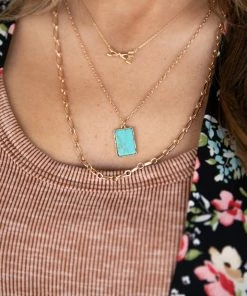 West & Co Accessories Gold And Turquoise Triple Strand Necklace