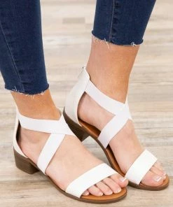 Top Guy Int'L Trading White Criss-Cross Strap Back Zip Sandals
