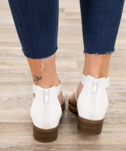 Top Guy Int'L Trading White Criss-Cross Strap Back Zip Sandals