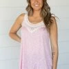 P & Rose Tops Blush And Ivory Crochet Trim Tank