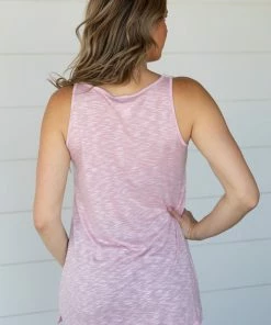 P & Rose Tops Blush And Ivory Crochet Trim Tank