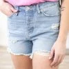 YMI Light Wash Mom Shorts With Frayed Hem Bottoms